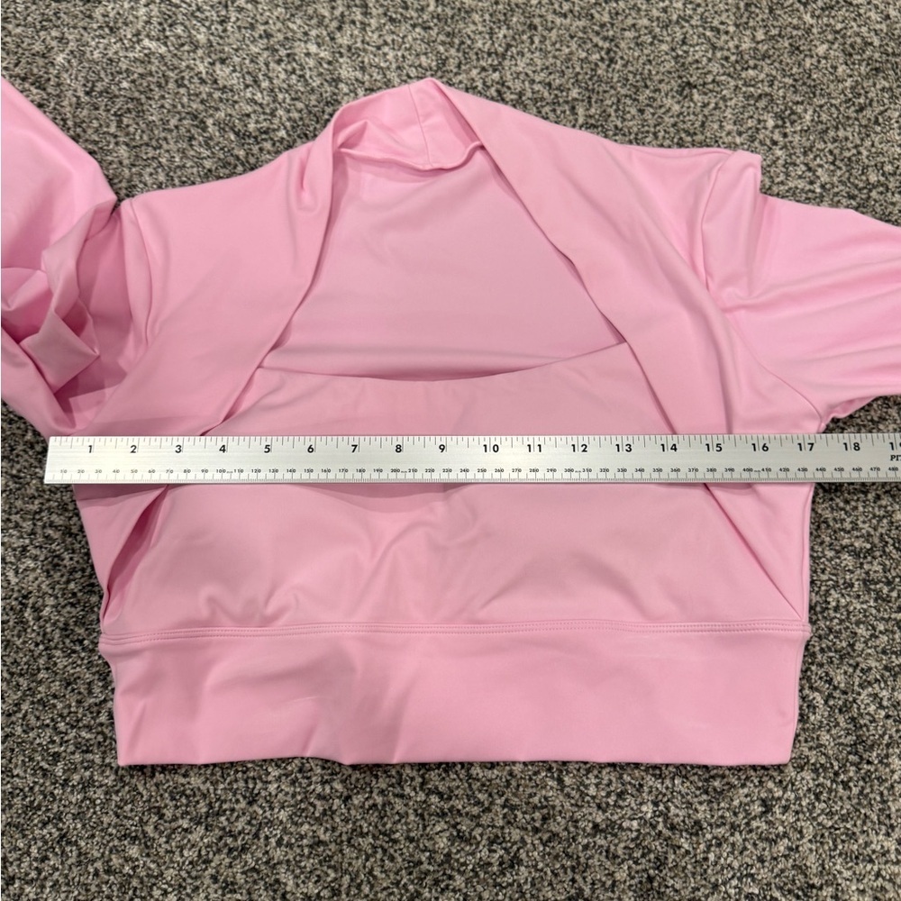 HALARA Softly Zero Pink Long Sleeve Padded Cropped Yoga Sports Fitted Top - Picture 14 of 14